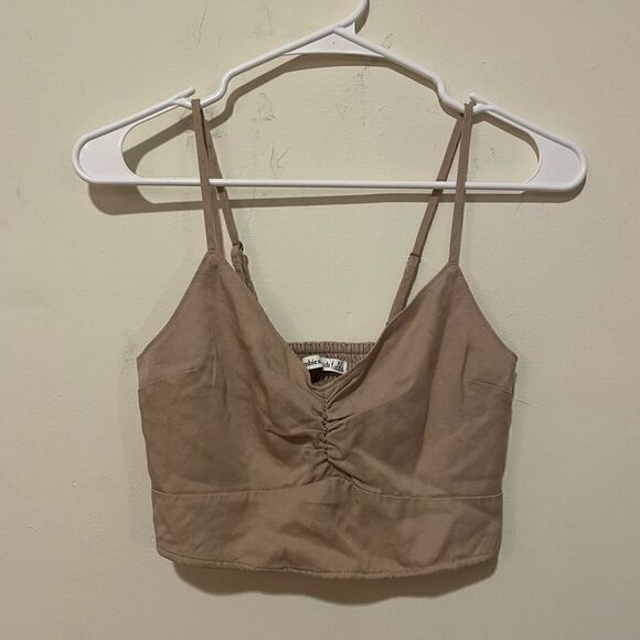 NWT Abercrombie & Fitch Beige Crop Top - Picture 1 of 5